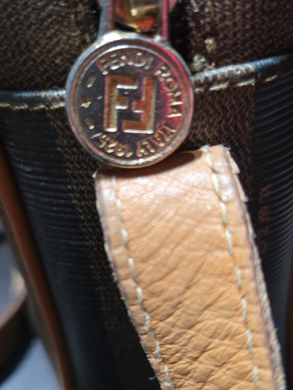 Fendi Brown and Tan Striped Canvas Messenger Bag - Picture 7 of 11